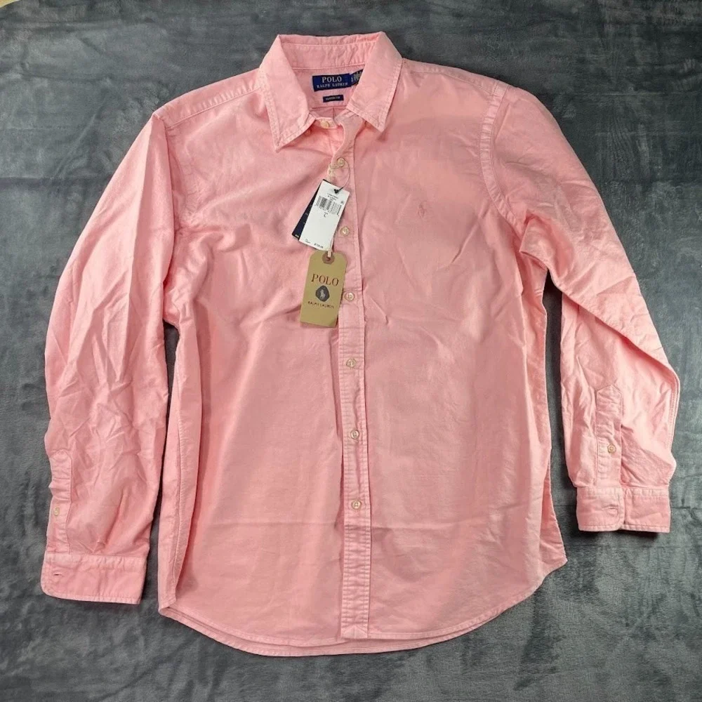 Polo Ralph Lauren Longsleeve Shirt Mens Sz L Classic Fit Mineral-Dyed Oxford